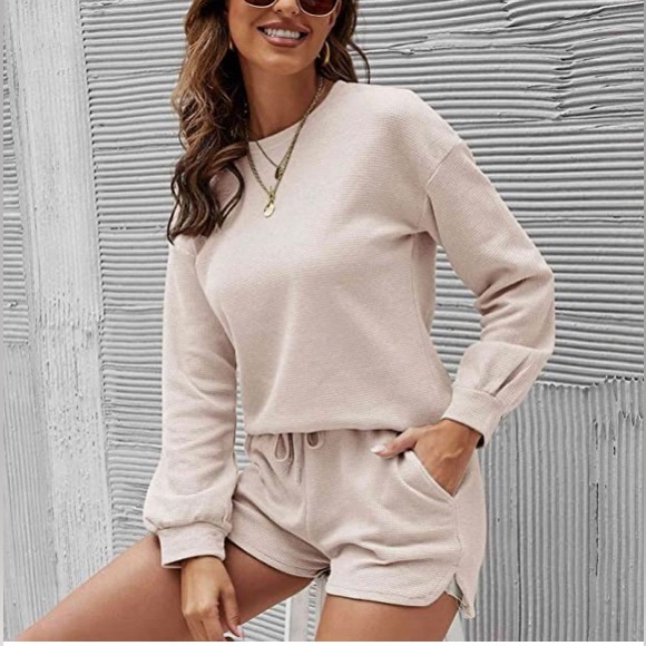 C+D+M Other - Lounge Pajama Set Waffle Knit Long Sleeve Top and Shorts Size M/L